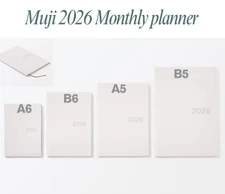 Muji  2026 Monthly Planner White-Gray  Start 2025.12 A6 /B6 / A5 /B5 select