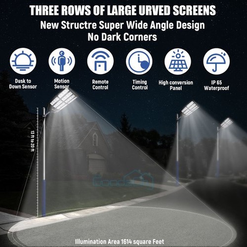 12000000LM Commercial Solar Street Light Outdoor Dusk to Dawn Solar Super Bright - Picture 10 of 17