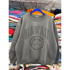 Vintage University of Hawaii Puff Print Sweatshirt Charcoal Grey Mens XL 26x26