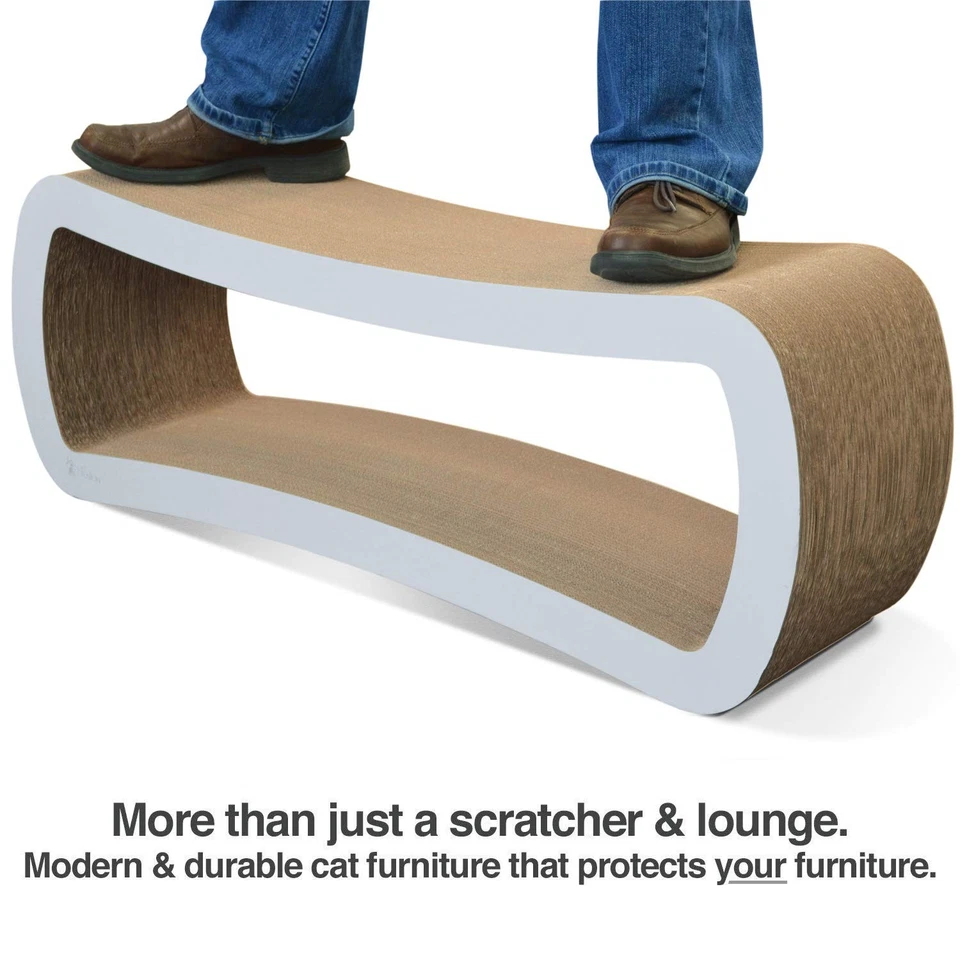 Arranhador Jumbo Cat Lounge, branco. Surf arranhador de papelão 39 X 11 X 14 polegadas 4 - Imagem 3 de 4