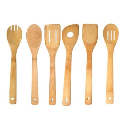 Home Basics 6 Piece Bamboo Kitchen Cutlery Tool Set 2.5 x 12 x 0.25, Natural 