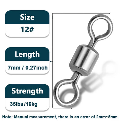 Fishing Swivels 25~100Pcs Stainless Steel Rolling Barrel Swivels Fishing Line Co