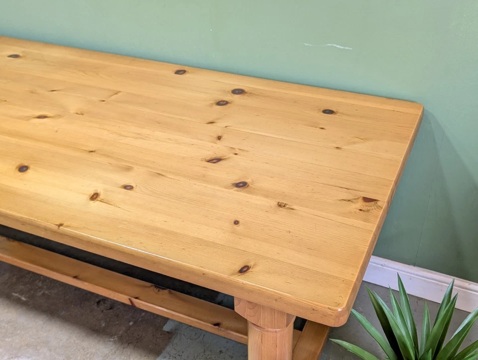Large Pine Farmhouse Kitchen Dining Table 6-8 Seats 2 Metre Chunky Rustic - Image 3 of 4