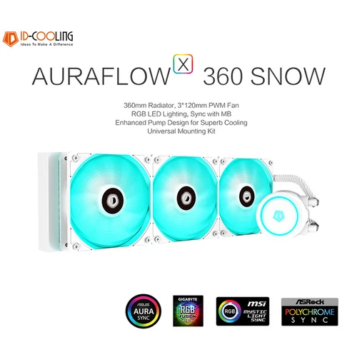 Liquid CPU Cooler White 360mm PWM RGB AURA All-In-One Water Cooling Radiator PC