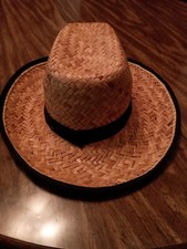 Western Boho Vintage Straw Woven Natural Cowboy/Cowgirl Tan Hat Pre-owned