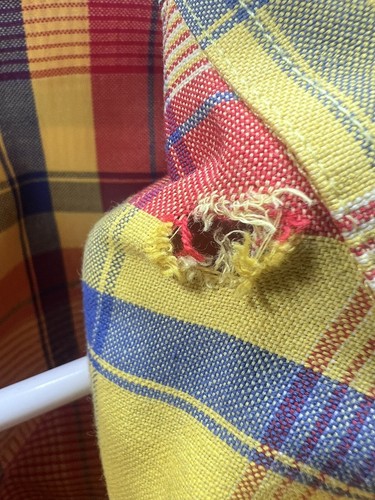 Resistol Rodeo Gear Shirt Mens XL Yellow/Blue/Red Plaid Cowboy Western Read Flaw - Picture 5 of 15