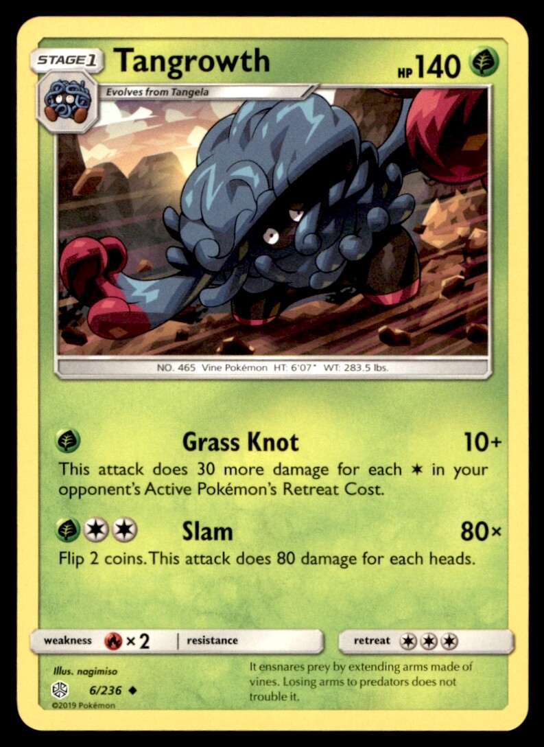 Pokemon Sun & Moon Cosmic Eclipse (2019) Tangrowth Uncommon No. 6