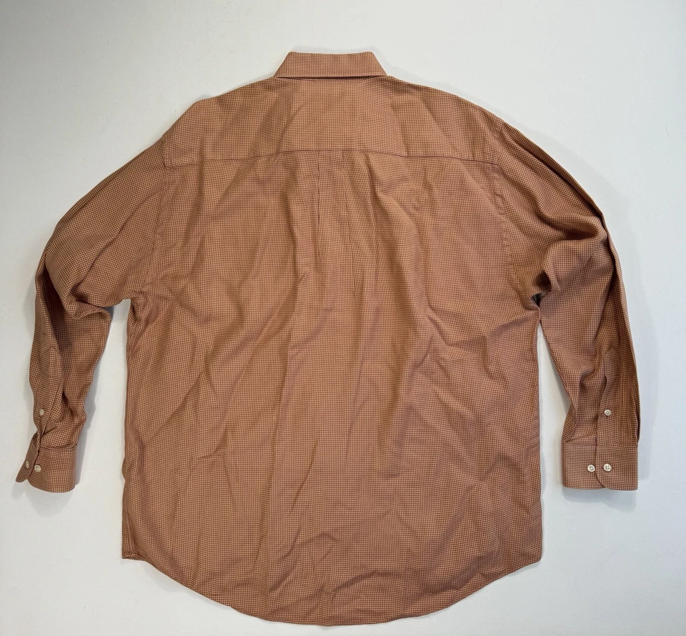 Camisa Burberry London Para Hombres XL Abotonada Naranja Rosa Pata de Gallo Preppy Moderna Foto 2 de 4
