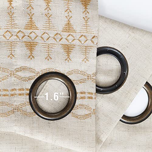 jinchan Boho Curtains Embroidered Window Curtains for Bedroom Linen