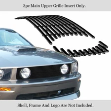 Fits 2005-2009 Ford Mustang GT V8 Upper Stainless Black Billet Grille Insert