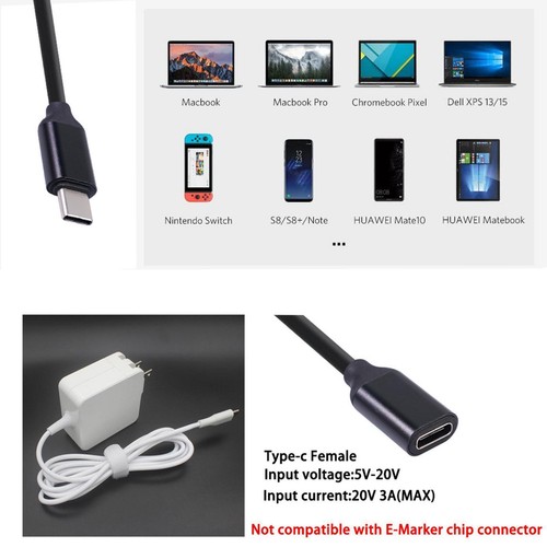 1PC Type C Male to Female PD Charging USB C Extension Extender Cord Sync R4U0 - Picture 8 of 13