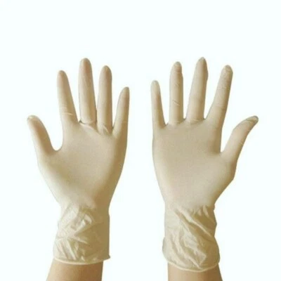 100 White Single Use Latex Rubber Surgical Gloves Safety PPe Work Wear 50pairs