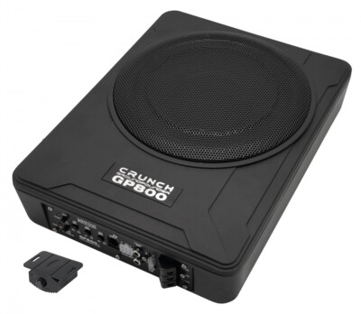 Crunch GP800v2 Aktiv Active Subwoofer Untersitz flach mit Verstärker Endstufe