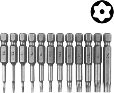 12Pcs T5-T40 Torx Head Screwdriver Bit Set 1/4 Inch Hex Shank Security Tamper