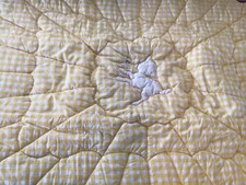 Vintage Baby Quilt Lamb Yellow Pastel Easter 50 x36 Clean