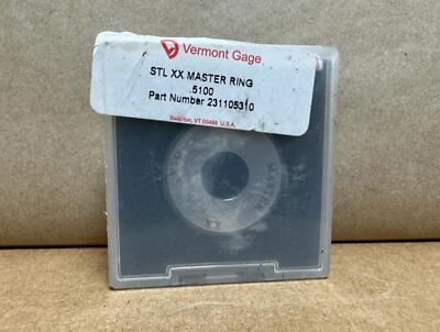 Brand New w/ Certificate Vermont Bore Gage STL XX MASTER RING .5100 231105310