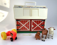 Vintage Fisher Price Play Family Farm 1967 - Incomplete Set - Tractor, Animals