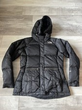 The North Face Medium Womens Jacket 550 Down Black Hooded Fur Warm And Cozy