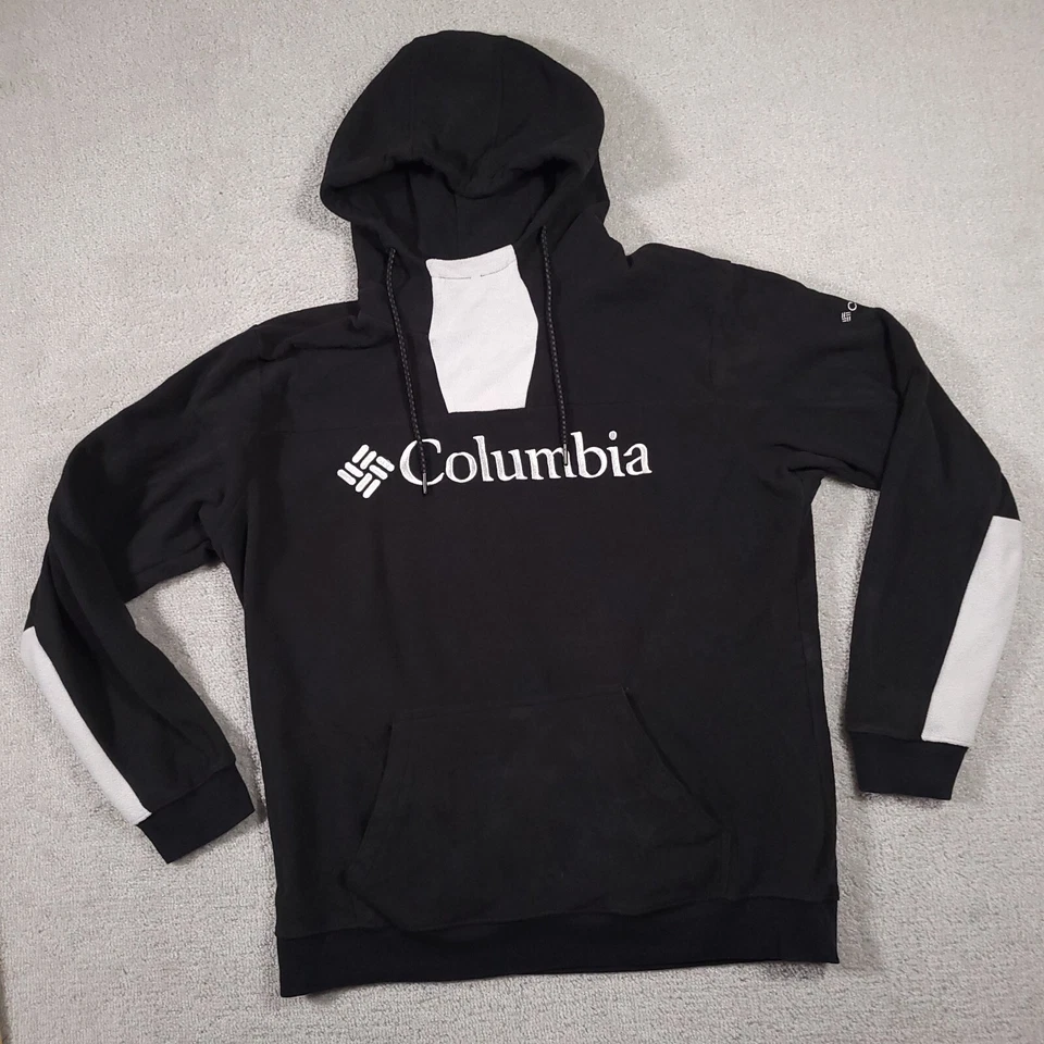 Columbia Sudadera con Capucha Para Hombres XL Negro Blanco Bloques de Color Lodge Polar Pullover Sudadera Foto 2 de 4