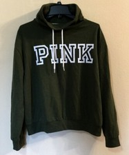 New Victorias Secret PINK Pullover Drawstring Cowl Neck Sweatshirt Loose Fit Med