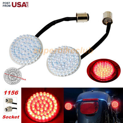 1156 48-SMD Red & Amber LED Insert Turn Signal Light Motorcycle Front Rear Bulbs