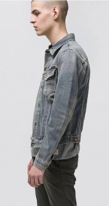 NUDIE JEANS JACKET BILLY SHIMMERING INDIGO Size M 12oz with defect