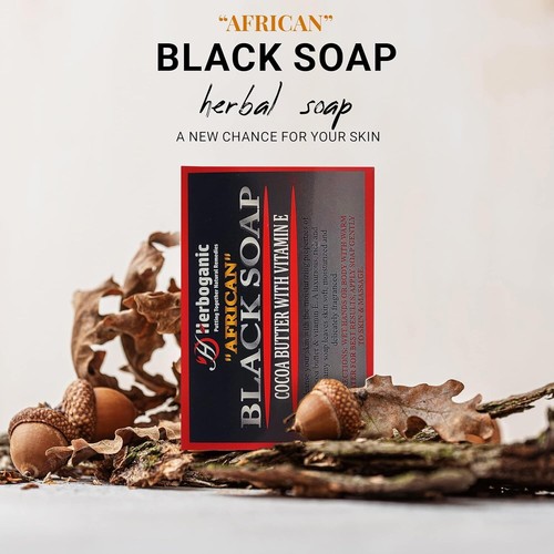 HERBOGANIC African Black Soap with Cocoa Butter-Nourishing & Moisturizing-5 oz - Picture 6 of 7