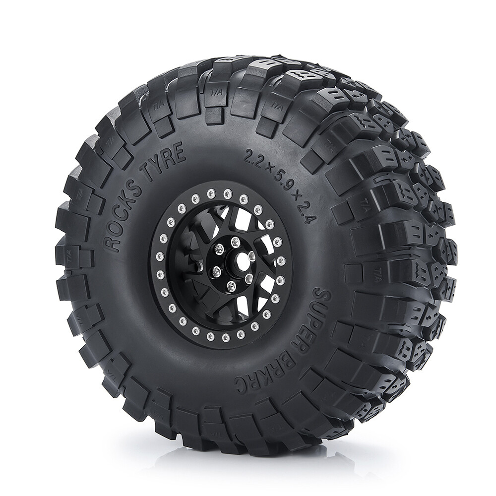 4PCS Wheel Rim Hub Tires for Axial RC 1/10 SCX10 D90 TRX-4 Crawler