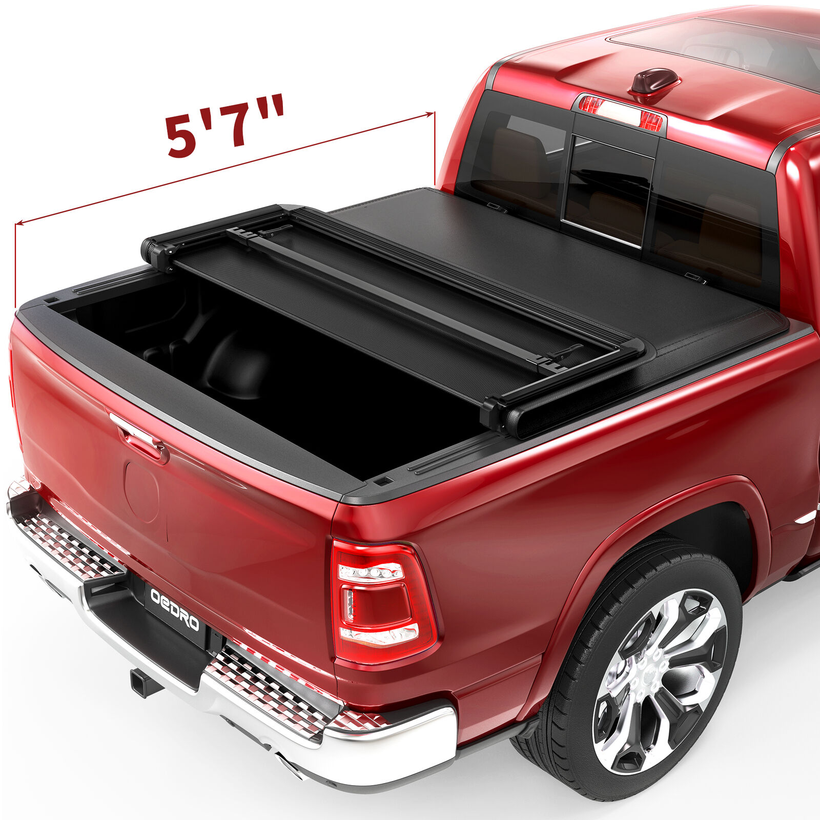 Soft 5.6/ 5.7ft Tri-Fold Tonneau Cover Truck Bed for 2009-2024 Dodge Ram 1500