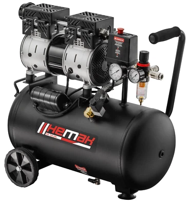 Flüster Kompressor 24L Kessel 750W 59dB Druckluft Silent HEMAK HK-SK24 Plus