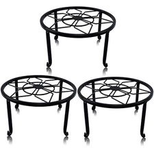 3 Pack Metal Plant Stands Heavy Duty Black Iron Potted Stand Holders