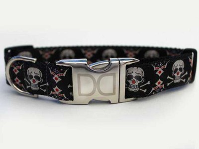 Billy Bones Skull and Crossbones Dog Collar by Diva Dog