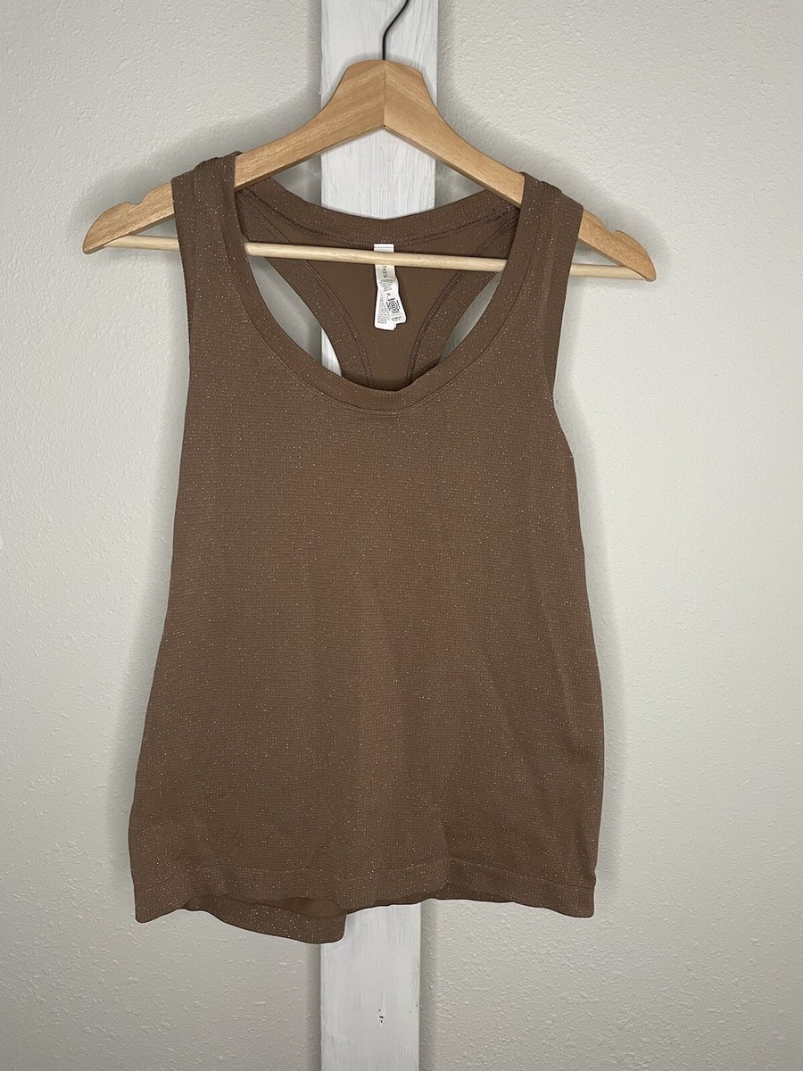 Athleta Momentum Seamless Racerback Tank Top Shimmer Sparkly Beige 