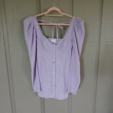 ASOS Women Jumbo Cord Mini Dress Size 6 Diamante Buttons In Lilac Purple