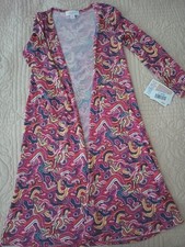 NWT Girl's Size 8 long cardigan w/pockets and 3/4 sleeves cute multi-color print