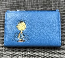 Coach x Peanuts Blue Slim Bifold Coin Case Wallet Pigpen Snoopy Collab Rare New