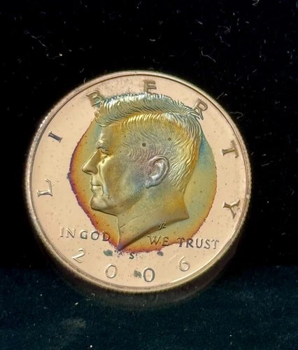 2006-S Kennedy Half Dollar Proof 90% Silver Crazy Target Toning