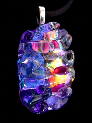 HANDCRAFTED Dichroic Sculptured Fused Glass Pendant / FOCAL PIECE