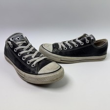 Converse All Star Shoes Mens Size 6 Black Leather Low Top Casual Sneakers