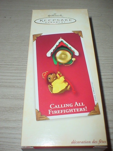 HALLMARK CALLING ALL FIREFIGHTERS 2002 CHRISTMAS ORNAMENTS CUTE CHIPMUNK FIREMAN