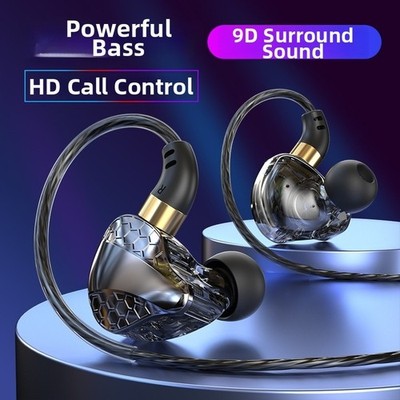 9D Surround In Ear kabelgebundene Kopfhörer mit ergonomischen Spitzen für den