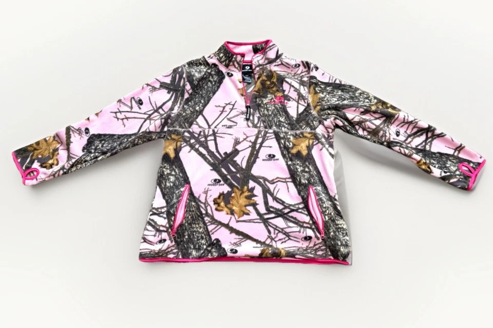 Mossy Oak Pullover Womens XXL/2XG(20) Pink Camo Fleece Half Zip Pockets Outdoors - Image 2 of 4