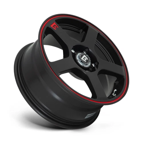 Roda Motegi MR116 FS5 17x7 preta fosca com listras vermelhas para veículos 4x100/4x108 - Imagem 3 de 3