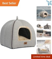 Cat Bed Fur Material Small Medium Cozy Cave Tent Washable Pet House