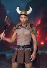 Mens Viking Warrior Costume Valiant Norse Barbarian Halloween Outfit
