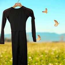 MARIIA Women's "Gabriela" Mesh V-Back Dance Unitard Preowned Size S Edgy Elegant