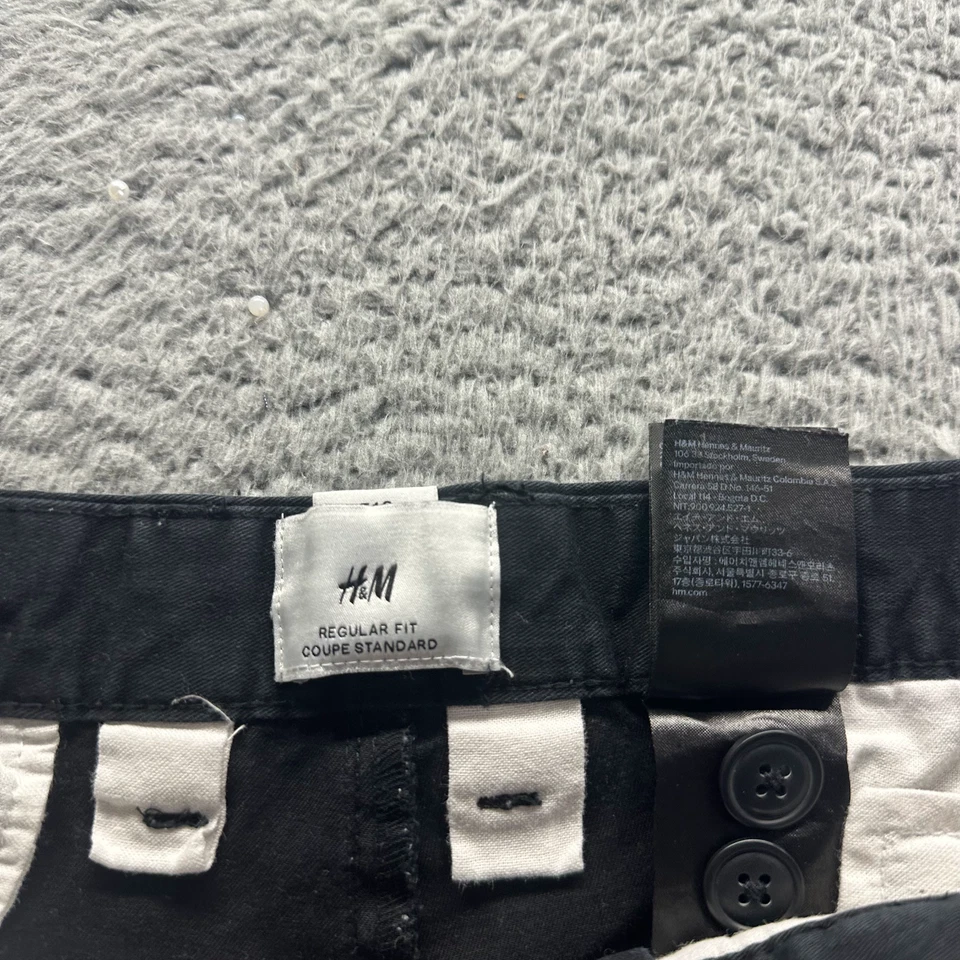 Pantalón H&M Para Hombre 36x30 Negro Algodón Chino Recto Elastizado Preppy Oficina Negocios Foto 3 de 4