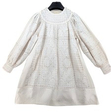 Ulla Johnson Bianca Hand Embroidered Dress Size 0 Ivory Cotton Silk Boho Luxe