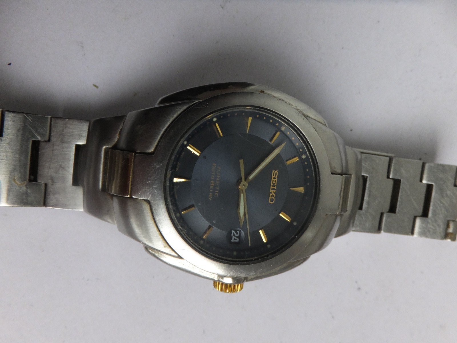 Watch. Date Kinetic Relay Vintage 5J22-0B39 Seiko Mens Auto - vintagewatches.pk