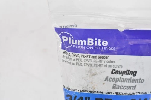 Lot of 2 PlumBite Push On Coupling 3/4" x 3/4" C77401LF Push On Fitting Set - Picture 4 of 6